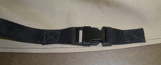 Leg strap buckle closed.